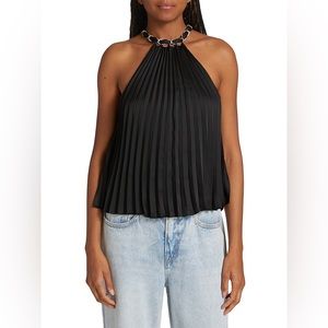 NWOT Alice + Olivia Alycia Pleated Halterneck Top Size Large